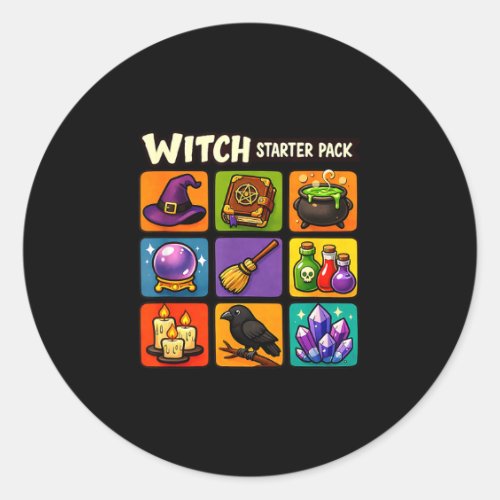 Witch starter pack funny magic witchcraft classic round sticker