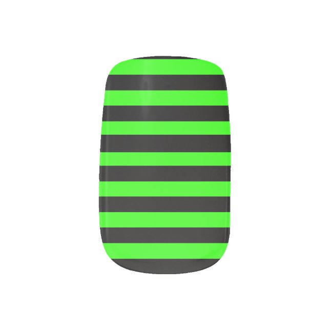 Witch Stocking Striped Nail Wraps Orange and Green (Left Thumb)