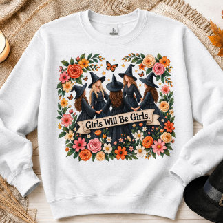 Witch Sweatshirt Floral Boho Halloween 
