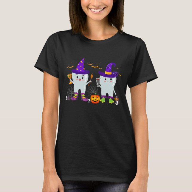 Witch Teeth Cute Witch Teeth Dental Dentist Hallow T-Shirt (Front)