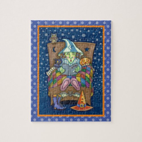 WITCH TELLING SPOOKY BEDTIME STORIES HALLOWEEN JIGSAW PUZZLE