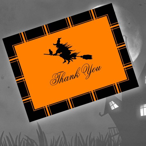 Witch Thank You Halloween BlackOrange Postcard