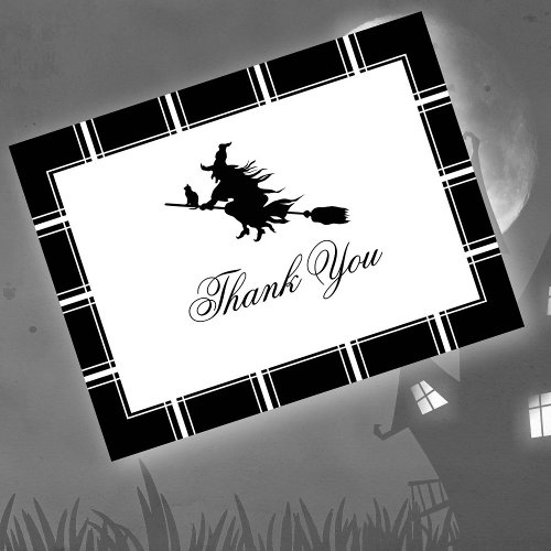 Witch Thank You Halloween Black Postcard