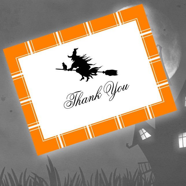Witch Thank You Halloween Orange Postcard (Creator Uploaded)