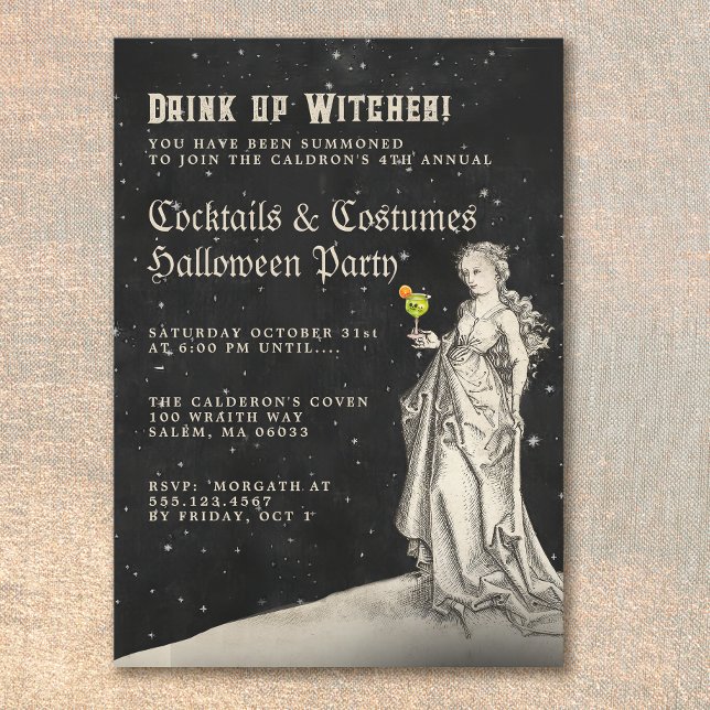  Witch Theme Halloween Cocktail Party  Invitation (Creator Uploaded)