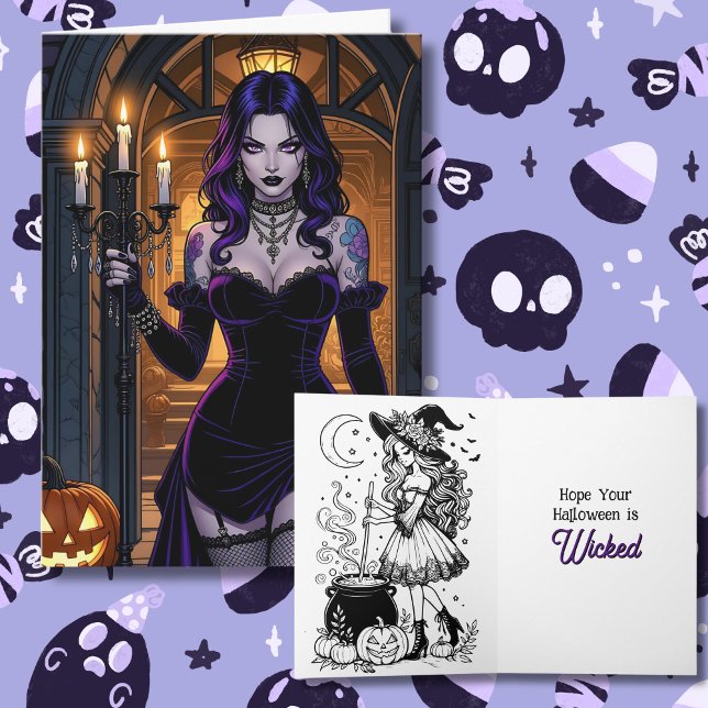 Witch Themed Halloween and Coloring Page Inside Card (Creator Uploaded)
