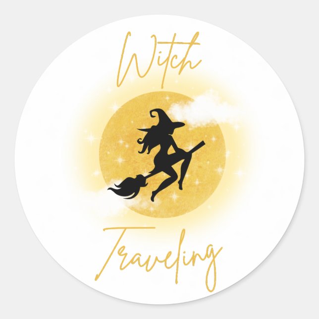 Witch Traveling  Classic Round Sticker (Front)