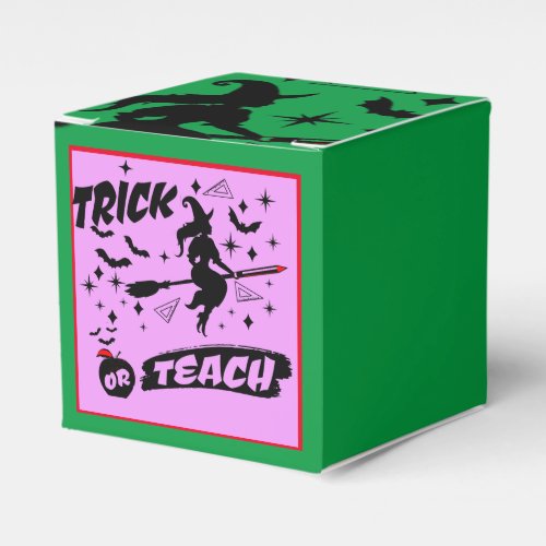 Witch Trick Or Teach Black Witchy Teacher Favor Boxes