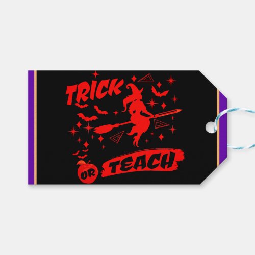 Witch Trick Or Teach Red Witchy Teacher Gift Tags
