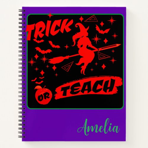 Witch Trick Or Teach Red Witchy Teacher Notebook