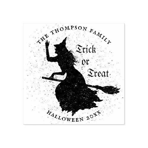 Witch Trick or Treat Halloween Grunge Illustration Rubber Stamp