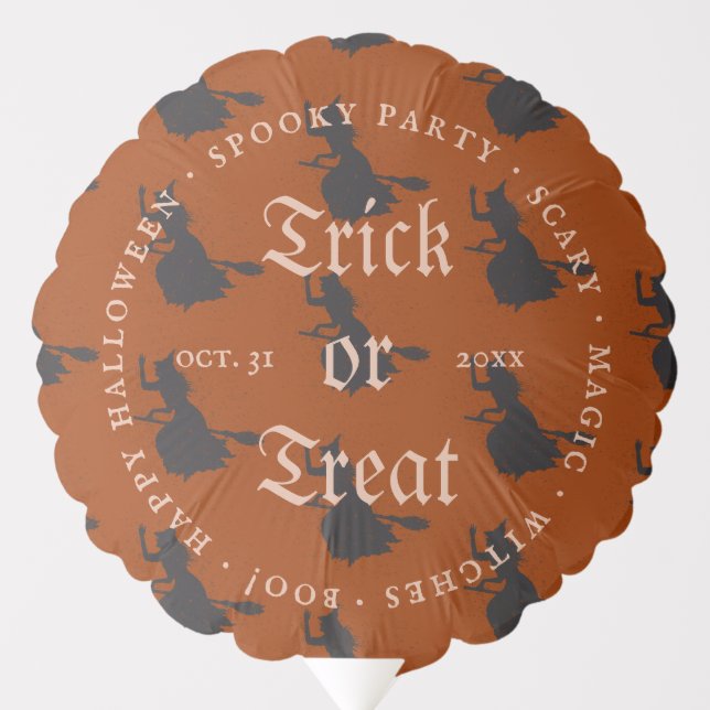 Witch Trick or Treat Halloween Grunge Pattern Balloon (Front)