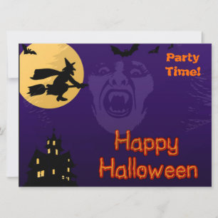 Witch, Vampire and Haunted House Invitation