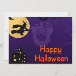 Witch, Vampire and Haunted House Party Invitations