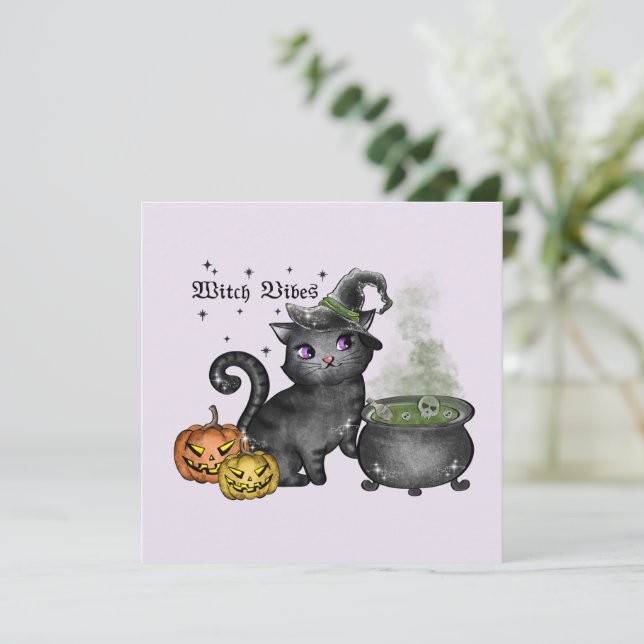 Witch Vibes – Cute Black Cat with Cauldron (Standing Front)