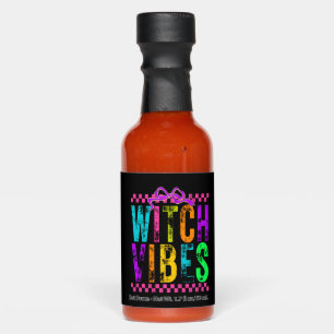 Witch Vibes Halloween Neon Checkered Bow Hot Sauces