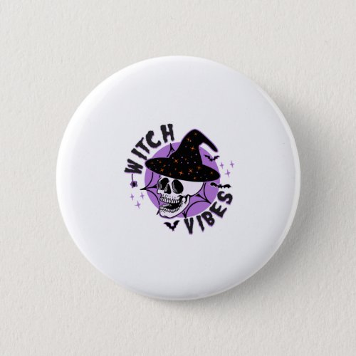 Witch Vibes Halloween Skull Button