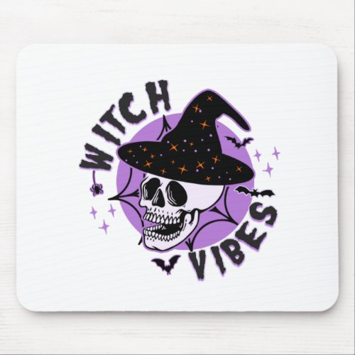 Witch Vibes Halloween Skull Mouse Pad