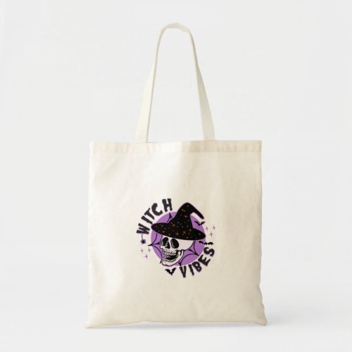 Witch Vibes Halloween Skull Tote Bag