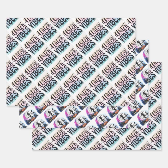 Witch Vibes Mixed Halloween  Wrapping Paper Sheets (Set)