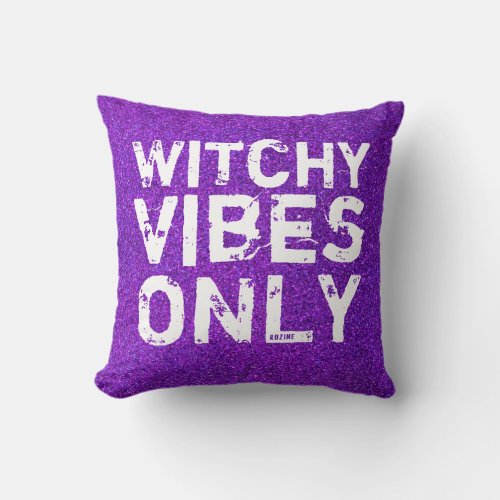 Witch Vibes Only Glitter Halloween Decor Magical Throw Pillow