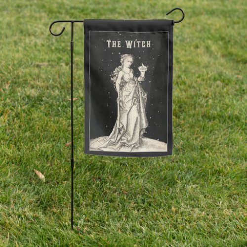 Witch Vintage Etching  Garden Flag