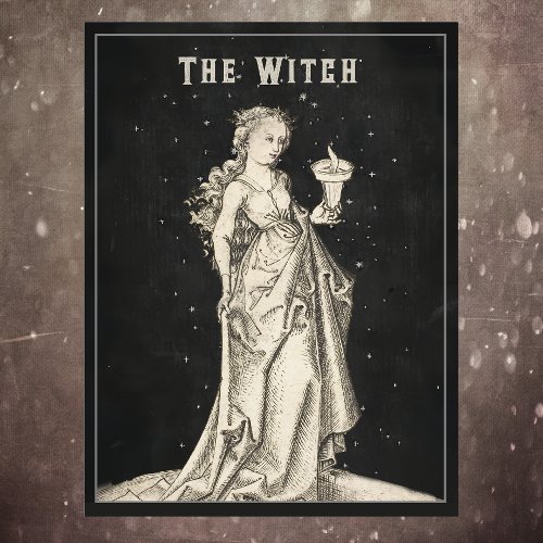 Witch Vintage Etching  Invitation Postcard