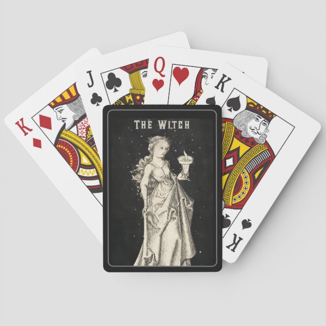 Witch Vintage Etching  Poker Cards (Back)