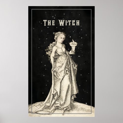 Witch Vintage Etching  Poster