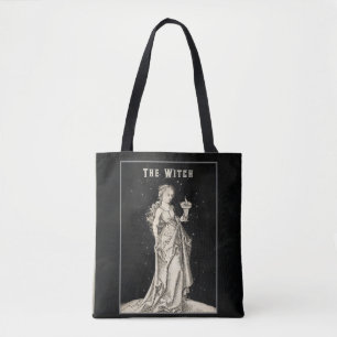 Witch Vintage Etching Tote Bag
