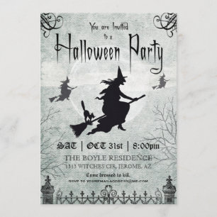 Witch Vintage Halloween Party Invitation
