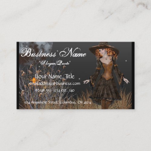 Witch Walking at Night Fantasy Business Cards