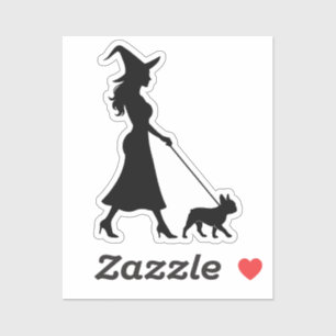 Witch Walking Frenchie  Sticker