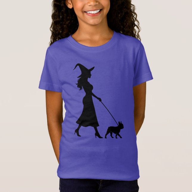 Witch Walking Frenchie T-Shirt (Front)