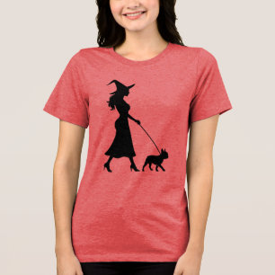Witch Walking Frenchie Tri-Blend Shirt