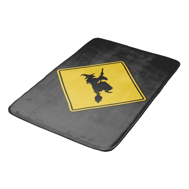 Witch Warning Halloween Bath Mat (Angled)