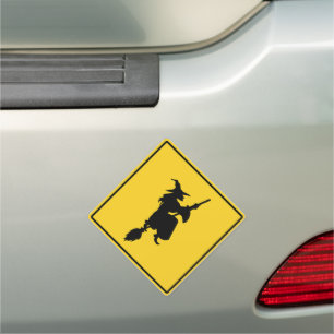 Witch Warning Halloween Car Magnet