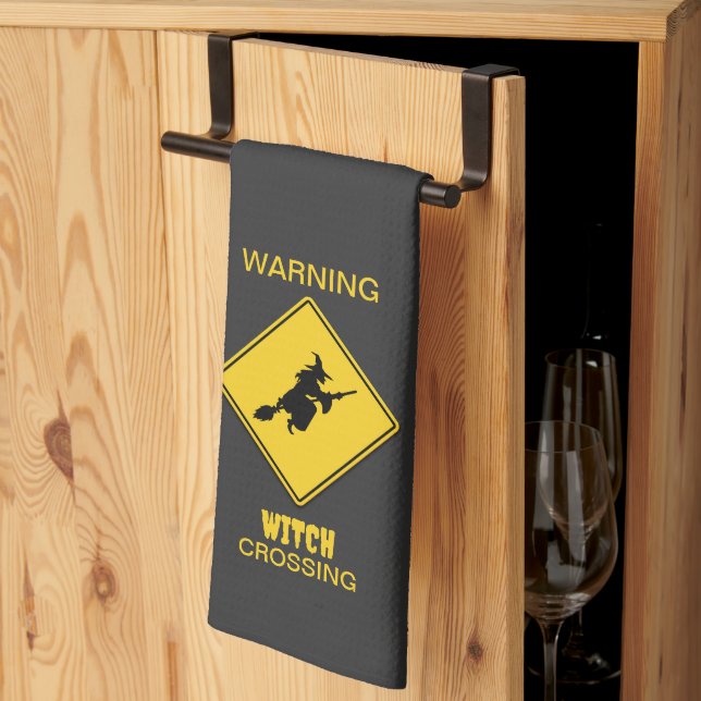 Witch Warning Halloween Kitchen Towel (Thirds Fold)