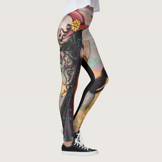 Witch Way Halloween Fantasy Art Leggings (Right)
