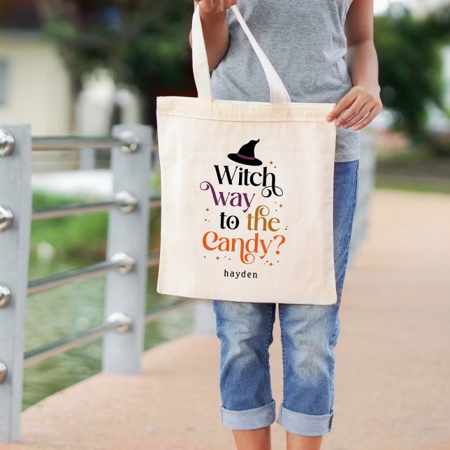 Witch Way Halloween Personalized Tote Bag (Creator Uploaded)
