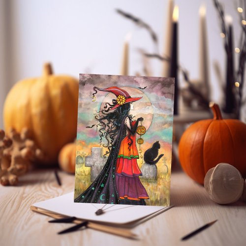Witch Way Halloween Witch Art Card