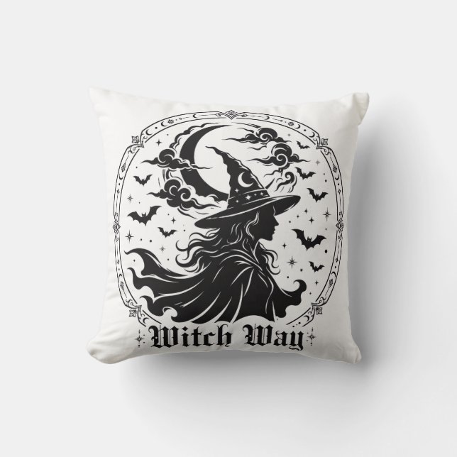 Witch Way Throw Pillow (Front)