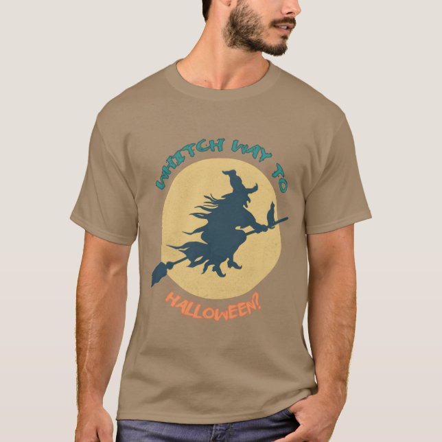 Witch way to Halloween retro T-Shirt (Front)