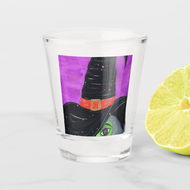 Witch Way to Halloween Shot Glass (Front)