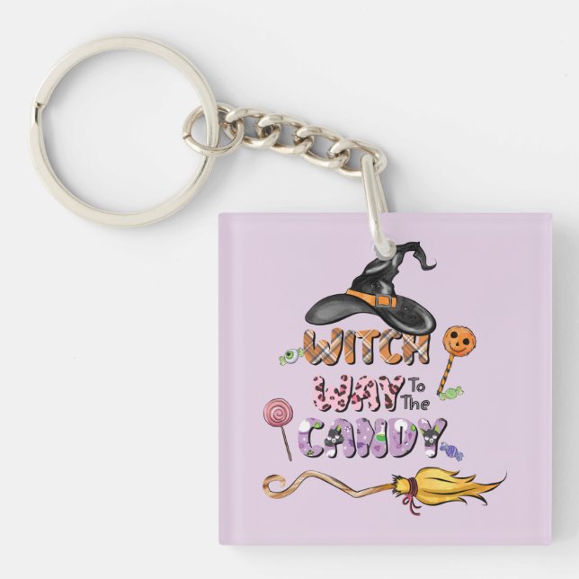 Witch Way to the Candy – Fun Halloween Keychain (Front)