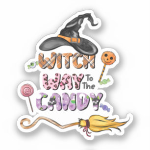 Witch Way to the Candy – Fun Halloween Sticker