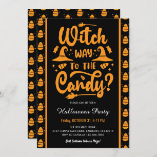 Witch Way To The Candy Halloween Party Invitation