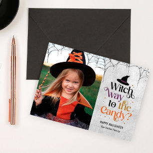 Witch Way To The Candy Halloween Photo Card