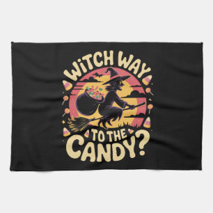 Witch Way to the Candy Halloween T-shirt Kitchen Towel