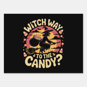 Witch Way to the Candy Halloween T-shirt Sign